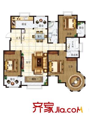 九龍華府1-7號(hào)樓多層(6)戶型 3室2廳2衛(wèi)1廚