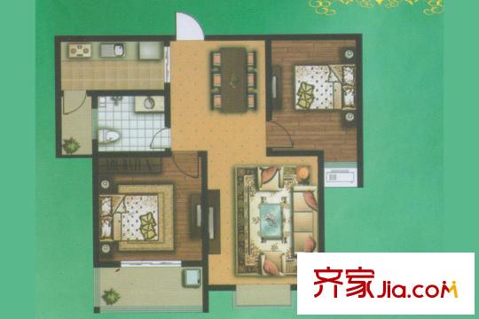 唐寧郡高層16/18號樓1戶型 2室2廳1衛(wèi)1廚