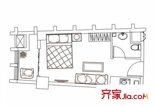 領(lǐng)秀杰座公寓4戶型 1室1廳1衛(wèi)1廚