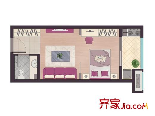 紫金花園公寓金質(zhì)套房 1室1廳1衛(wèi)1廚