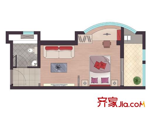 紫金花園公寓頂級貴族 1室1廳1衛(wèi)