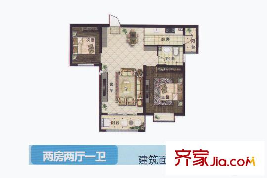 茶博城御府8號(hào)樓住宅戶型1 2室2廳1衛(wèi)1廚