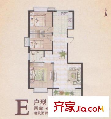 盛景嘉園高層E戶型 2室2廳1衛(wèi)1廚