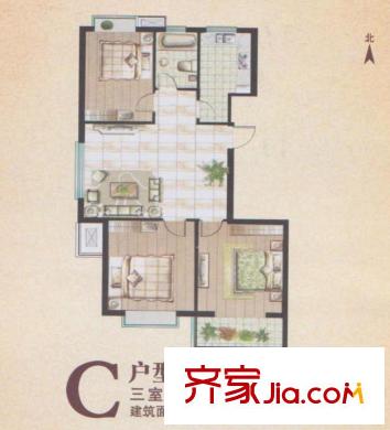 盛景嘉園高層C戶型 3室1廳1衛(wèi)1廚