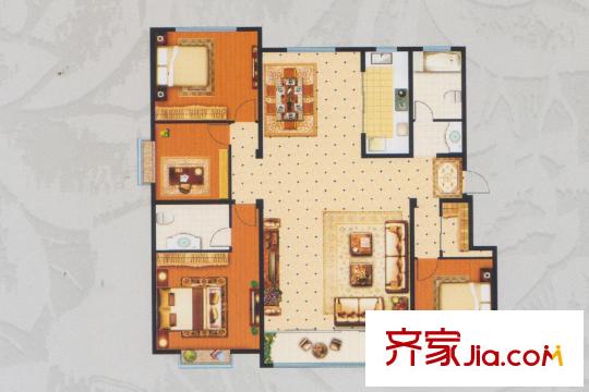 書香銘郡E1戶型 4室2廳2衛(wèi)1廚