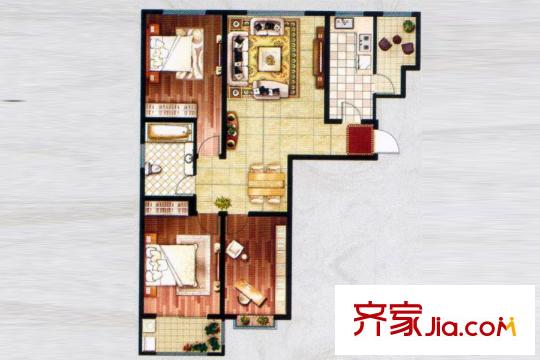書香銘郡高層F戶型 3室2廳1衛(wèi)1廚