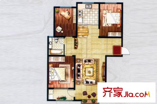 書香銘郡高層E戶型 3室2廳1衛(wèi)1廚