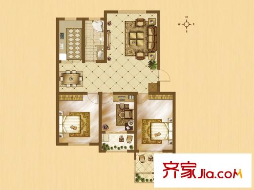 書(shū)香門(mén)第25-29號(hào)樓C2戶(hù)型 3室2廳1衛(wèi)1廚