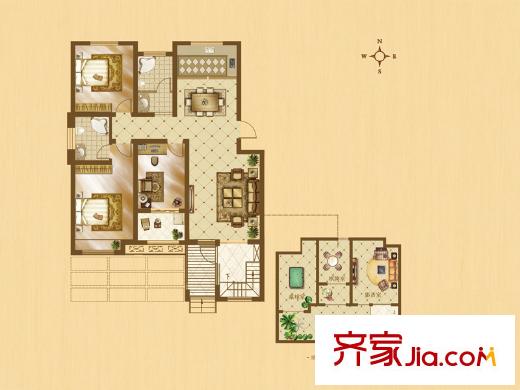 書(shū)香門(mén)第25-29號(hào)樓A1-(2)戶(hù)型 3室2廳2衛(wèi)1廚