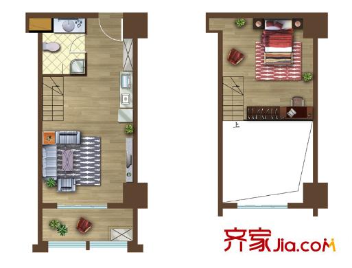 廣豐文化特藝城理想空間loft公寓戶型圖 1室1廳1衛(wèi)1廚