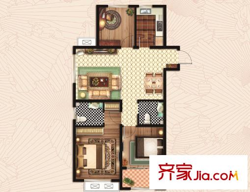 和揚(yáng)萬悅城高層14號樓A戶型 3室2廳2衛(wèi)1廚