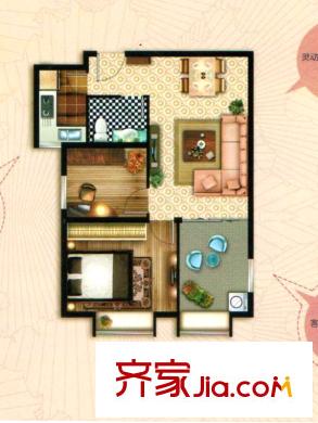 和揚(yáng)萬悅城高層6號樓C戶型 2室2廳1衛(wèi)1廚