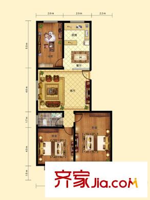 東晨陽光一期1號(hào)樓高層A2戶型 3室2廳1衛(wèi)1廚
