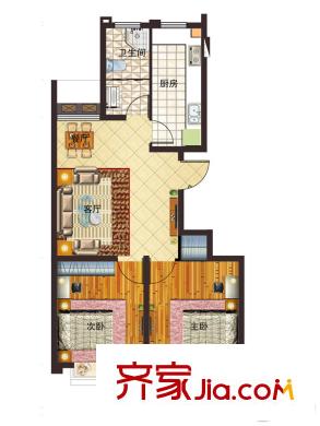 華都頤年園7#樓B戶型 2室2廳1衛(wèi)1廚