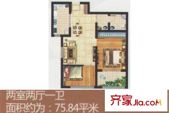 中和香檳花園二期高層8/9#樓戶型3 2室2廳1衛(wèi)