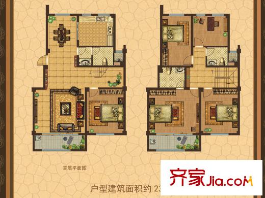 鳳鳴郡和墅6/7/8/9#3-101復式戶型 4室2廳3衛(wèi)1廚