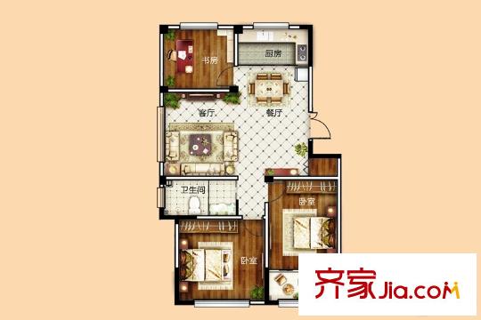 泰晤士小鎮(zhèn)一期E戶型 3室2廳1衛(wèi)1廚