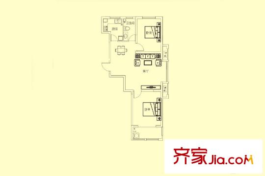圣基金碧廣場二期高層1#C4戶型 2室2廳1衛(wèi)1廚