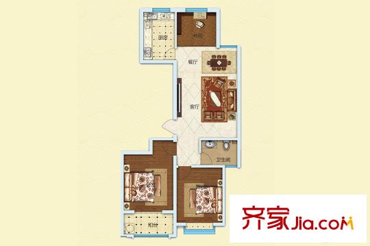 荔水灣8號(hào)樓B戶(hù)型 3室2廳1衛(wèi)1廚