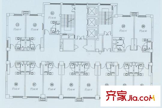 潤福家園3號樓公寓整層平面戶型圖 