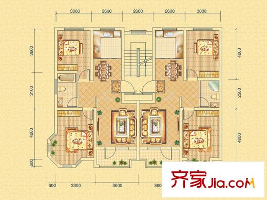 紫金園陽光海岸一期花園洋房29-33號樓A-A1戶型 2室2廳1衛(wèi)1廚