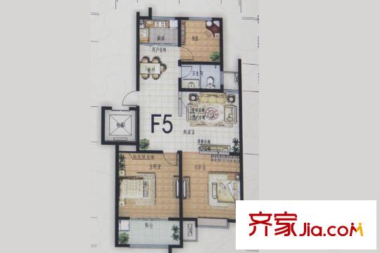 景泰銘城14號樓F5戶型 3室2廳2衛(wèi)1廚