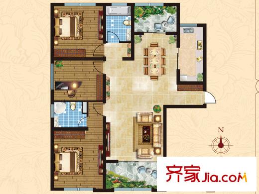 青州龍?jiān)犯邔?、8號(hào)樓A1戶型 3室2廳2衛(wèi)1廚