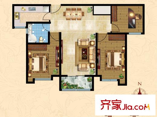 青州龍?jiān)犯邔?、8號(hào)樓B2戶型 3室2廳1衛(wèi)1廚
