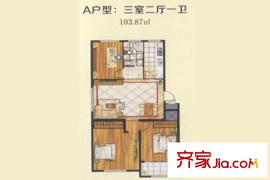 優(yōu)勝美地二期多層23#樓A戶型 3室2廳1衛(wèi)1廚