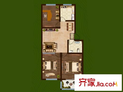 恒信金水岸多層1戶型 3室2廳1衛(wèi)1廚