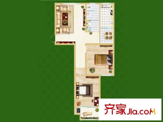 恒信金水岸高層1戶型 2室2廳1衛(wèi)1廚