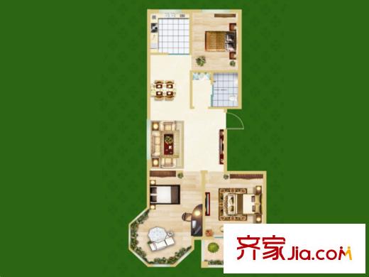 恒信金水岸高層5戶型 3室2廳1衛(wèi)1廚