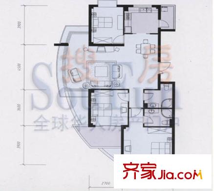 領(lǐng)秀華城戶型圖小高層 3室2廳2衛(wèi)1廚