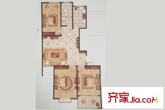 江山帝景17號樓E戶型 3室1廳1衛(wèi)1廚