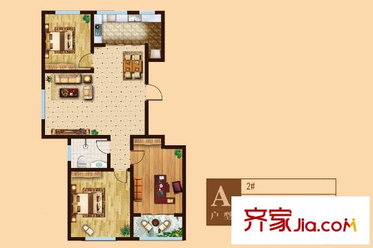壹品御苑2#樓A2戶型 3室2廳1衛(wèi)1廚
