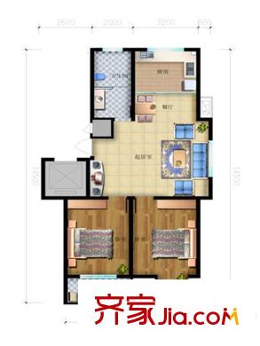 中動(dòng)動(dòng)漫基地3、5號(hào)樓B戶型 2室2廳1衛(wèi)1廚