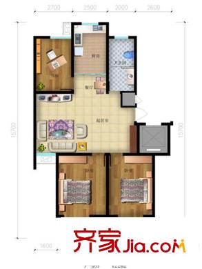 中動(dòng)動(dòng)漫基地3、5號(hào)樓C戶型 3室2廳1衛(wèi)1廚