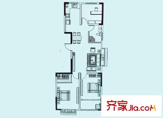 沁園D戶型 3室2廳1衛(wèi)1廚