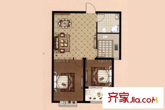 銀楓家園37#A戶型 2室2廳1衛(wèi)1廚