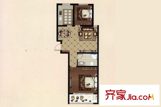 銀楓家園37#B戶型 2室2廳1衛(wèi)1廚