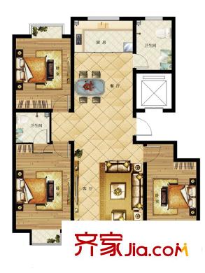 金馬怡園高層35號(hào)樓1戶型 3室2廳1衛(wèi)1廚