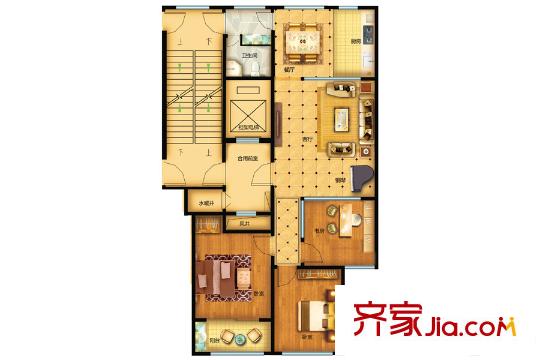 金馬怡園高層1號(hào)樓4戶型 3室2廳1衛(wèi)1廚