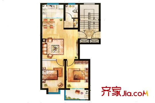 金馬熙院8#A戶型 2室2廳1衛(wèi)1廚