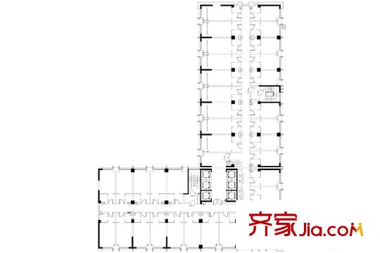 銀泉廣場(chǎng)6號(hào)樓寫(xiě)字樓平層戶(hù)型圖 1室1廳1衛(wèi)1廚