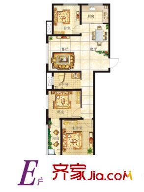 銀泉廣場(chǎng)5號(hào)樓E戶(hù)型 3室2廳1衛(wèi)1廚