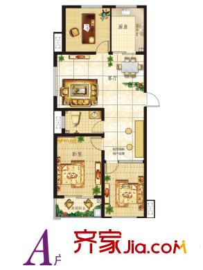 銀泉廣場(chǎng)4號(hào)樓A戶(hù)型 3室2廳1衛(wèi)1廚