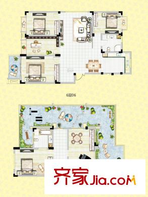 四季綠苑 3#樓6層06戶型