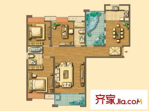 海悅國際戶型圖1、2#A戶型137.05平方米戶型圖 3室2廳2衛(wèi)1廚