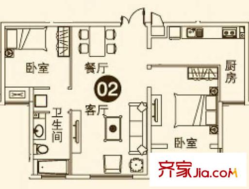 理想城 二期3#樓02室戶(hù)型