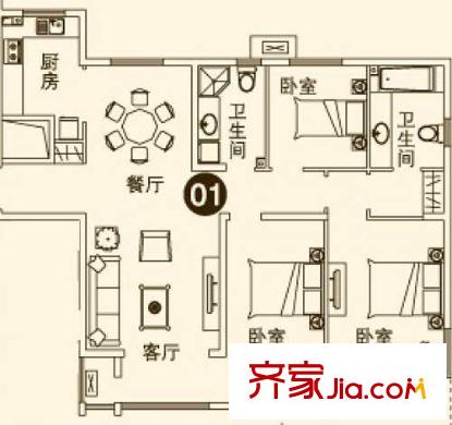 理想城 二期4#樓01室戶(hù)型